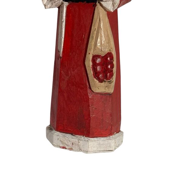 Midwest of Cannon Falls Pencil Wooden Santa Holding Tree 8” Rustic Folk Art - Picture 3 of 5